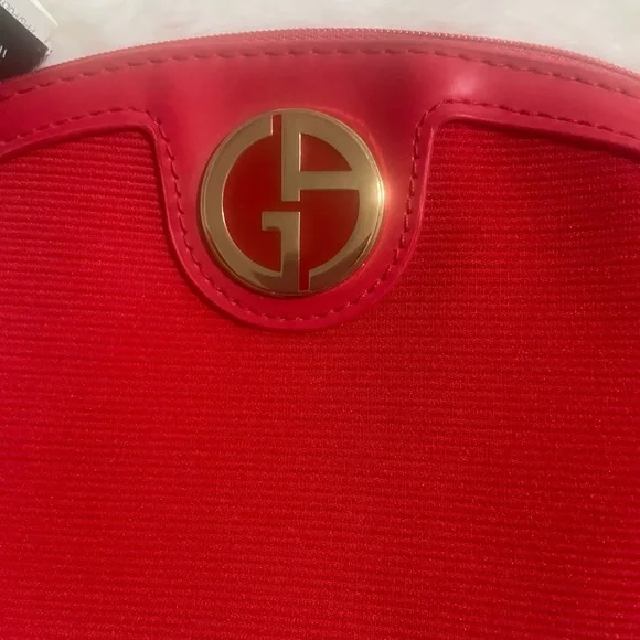 Giorgio Armani Red Cosmetic Pouch with Gold Emblem - Picture 6 of 10